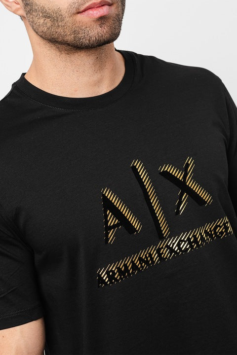 Armani Exchange Black & Gold Black Regular Fit Jersey T-Shirt