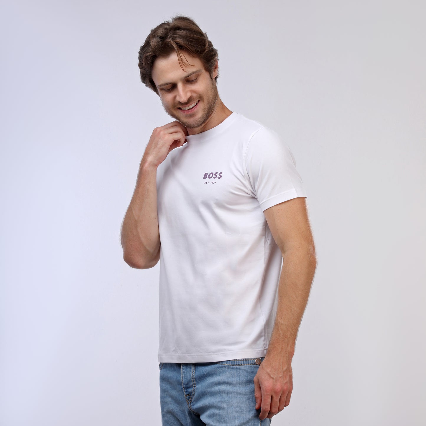 BOSS T-SHIRT WITH RUBBER-PRINT LOGO - SLIM FIT