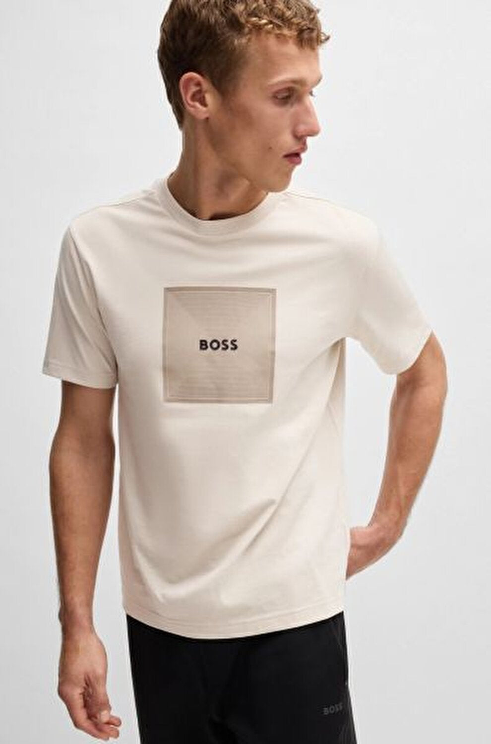 BOSS T-SHIRT WITH RUBBER PRINT LOGO - SLIM FIT