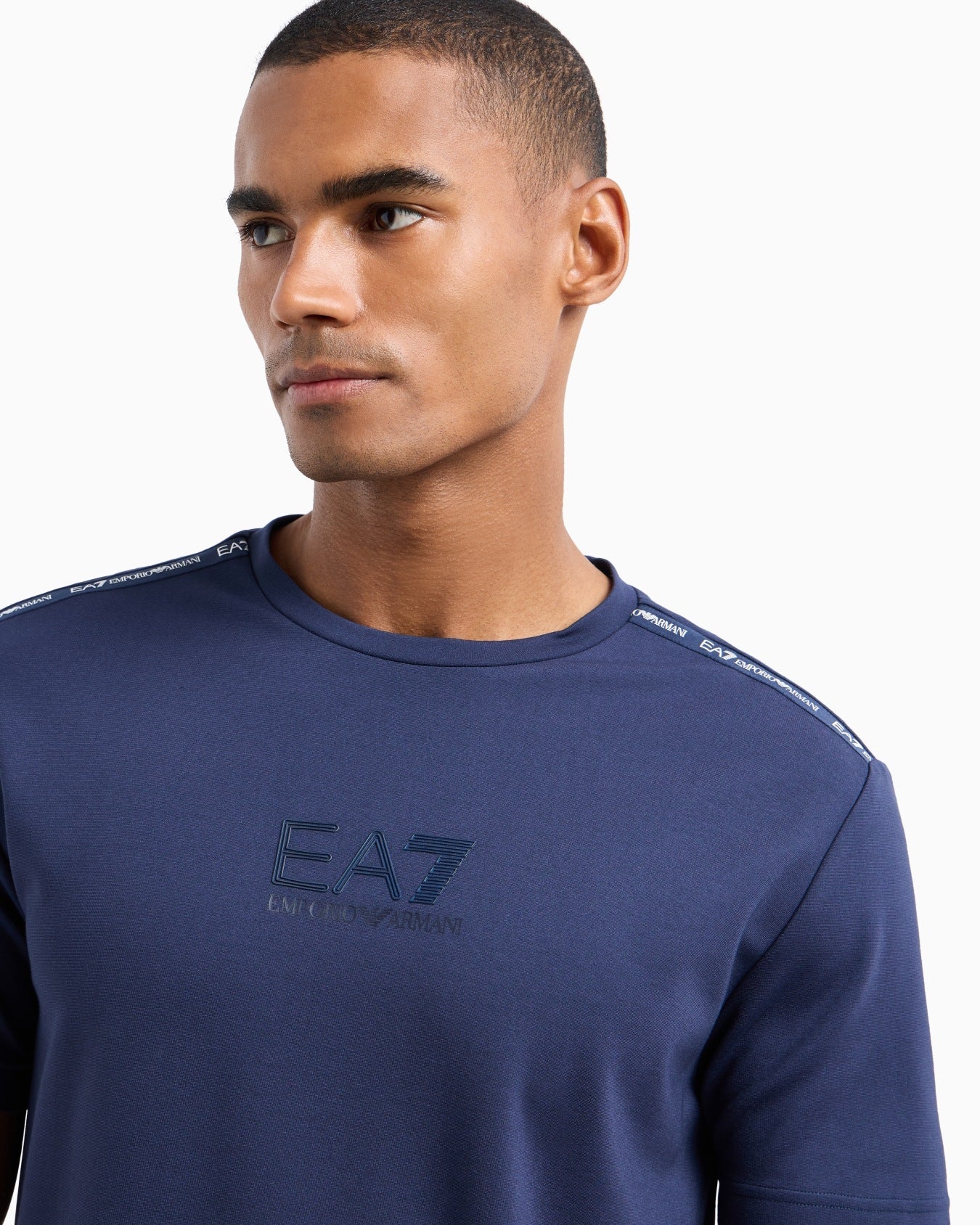 Armani Exchange LOGO SERIES CREW-NECK T-SHIRT IN A STRETCH BLEND