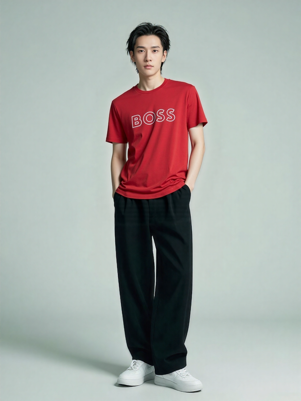 BOSS T-SHIRT WITH RUBBER-PRINT LOGO - SLIM FIT