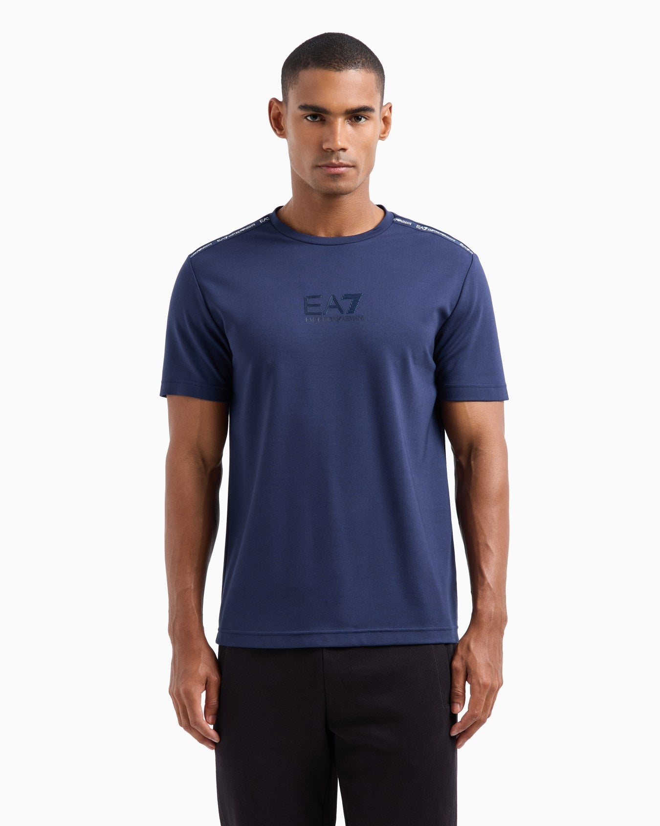 Armani Exchange LOGO SERIES CREW-NECK T-SHIRT IN A STRETCH BLEND