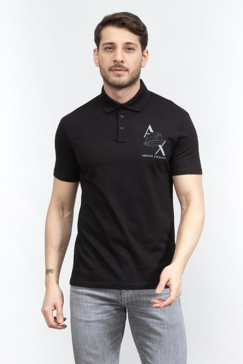 Armani Exchange Crew-Neck Polo With Chamoi Print Logo - Regular Fit Size Image