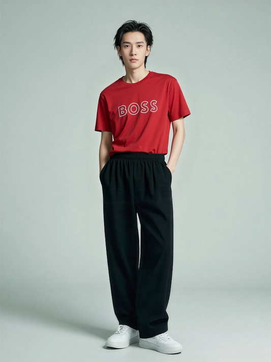 BOSS T-SHIRT WITH RUBBER-PRINT LOGO - SLIM FIT
