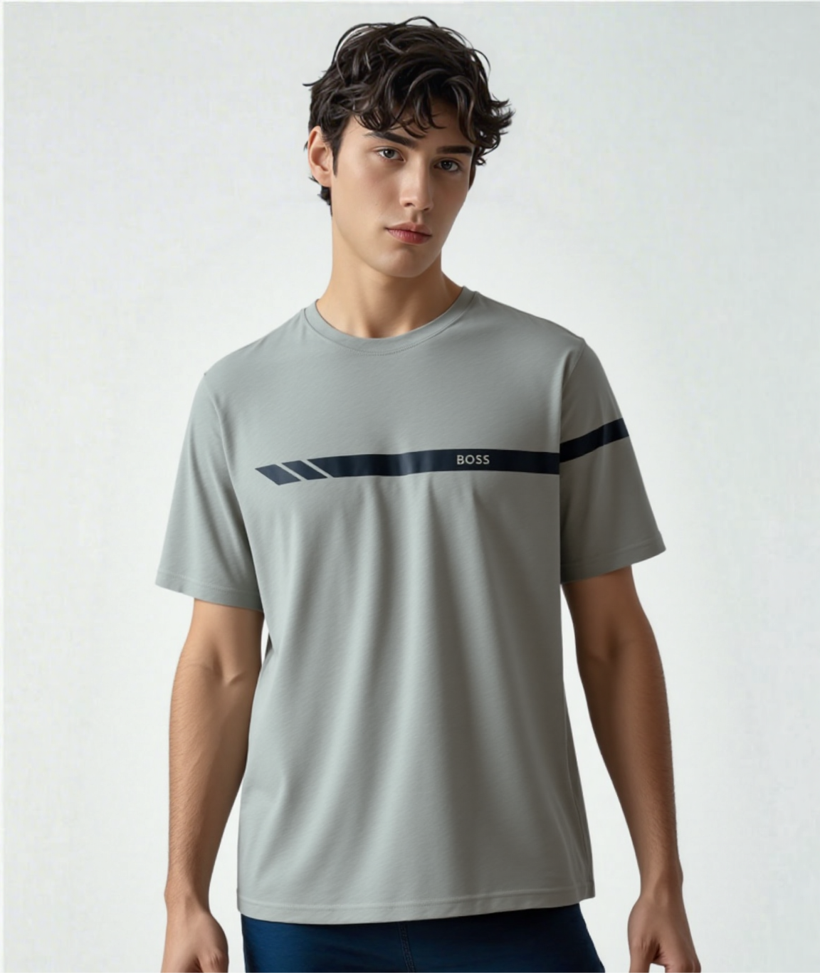 BOSS T-SHIRT WITH RUBBER-PRINT LOGO - SLIM FIT