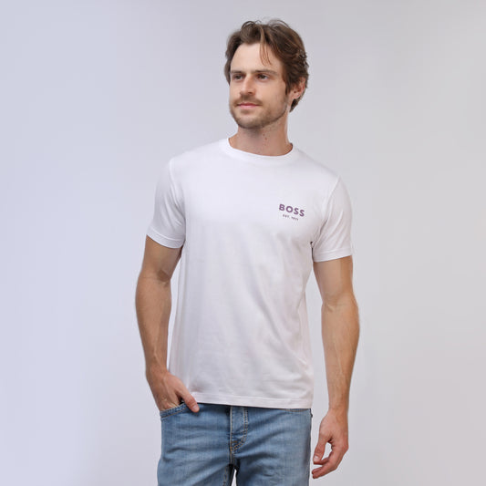 BOSS T-SHIRT WITH RUBBER-PRINT LOGO - SLIM FIT