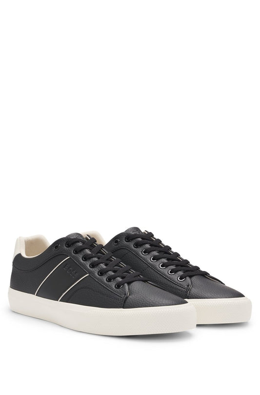 BOSS FAUX-LEATHER TRAINERS WITH PLAIN AND GRAINED TEXTURES