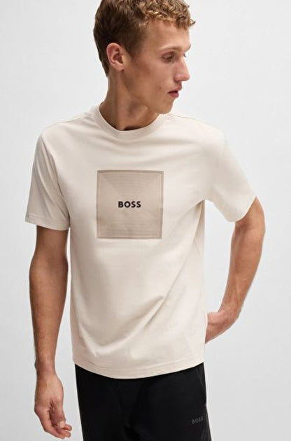 BOSS T-SHIRT WITH RUBBER PRINT LOGO - SLIM FIT