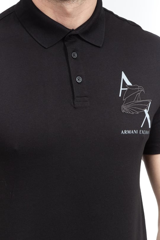 Armani Exchange Crew-Neck Polo With Chamoi Print Logo - Regular Fit