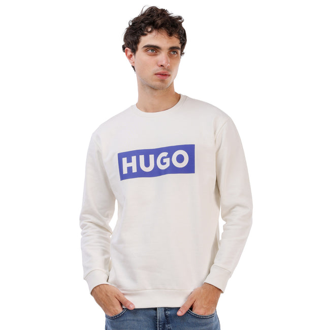 Hugo Blue Line Sweater With Printed Logo