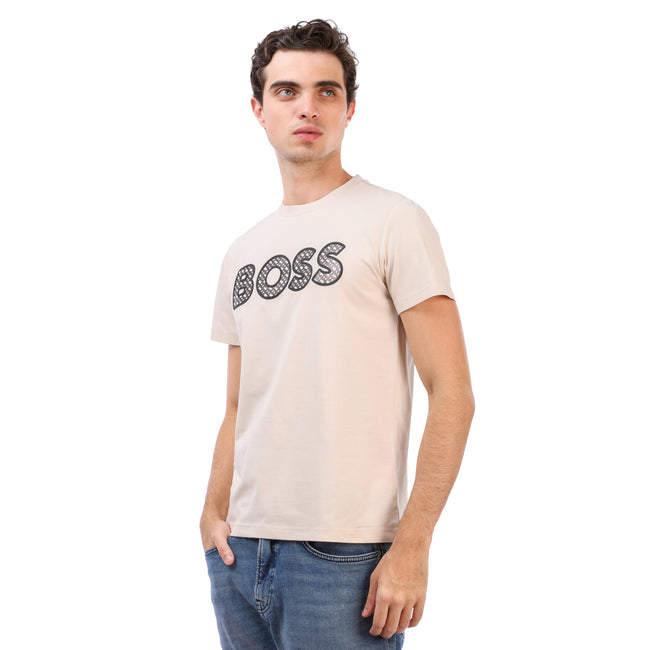 BOSS T-SHIRT WITH RUBBER PRINT LOGO - SLIM FIT