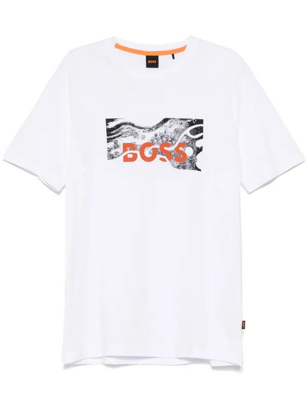 BOSS T-SHIRT WITH RUBBER PRINT LOGO - SLIM FIT