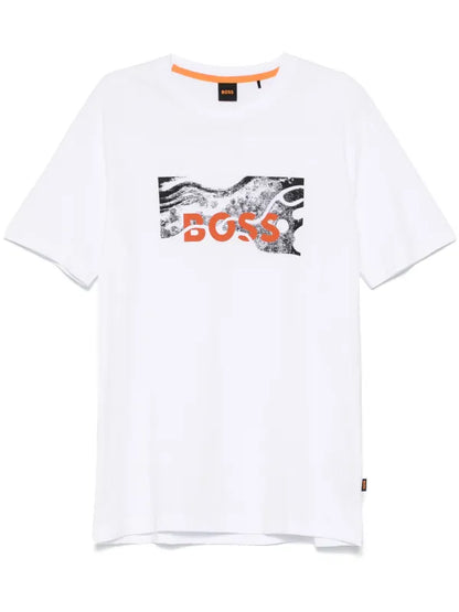 BOSS T-SHIRT WITH RUBBER PRINT LOGO - SLIM FIT