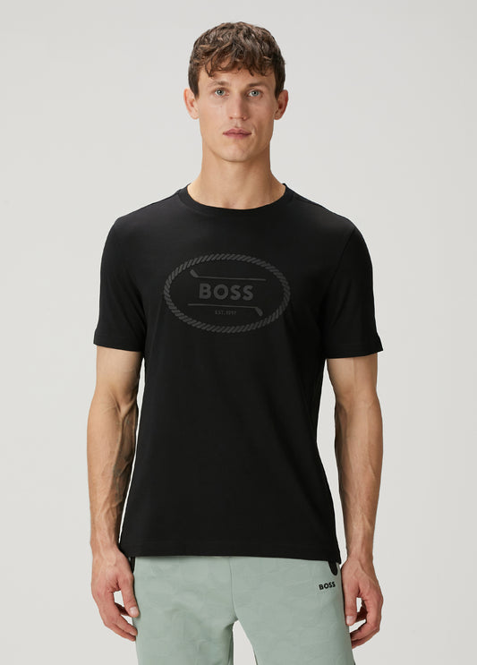 BOSS T-SHIRT WITH RUBBER PRINT LOGO - SLIM FIT