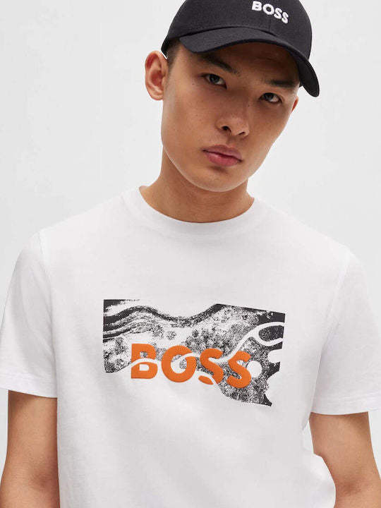 BOSS T-SHIRT WITH RUBBER PRINT LOGO - SLIM FIT