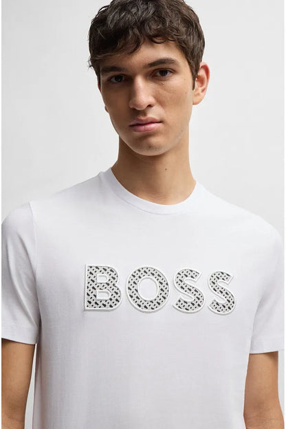 BOSS T-SHIRT WITH RUBBER PRINT LOGO - SLIM FIT