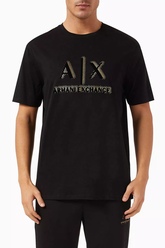 Armani Exchange Black & Gold Black Regular Fit Jersey T-Shirt