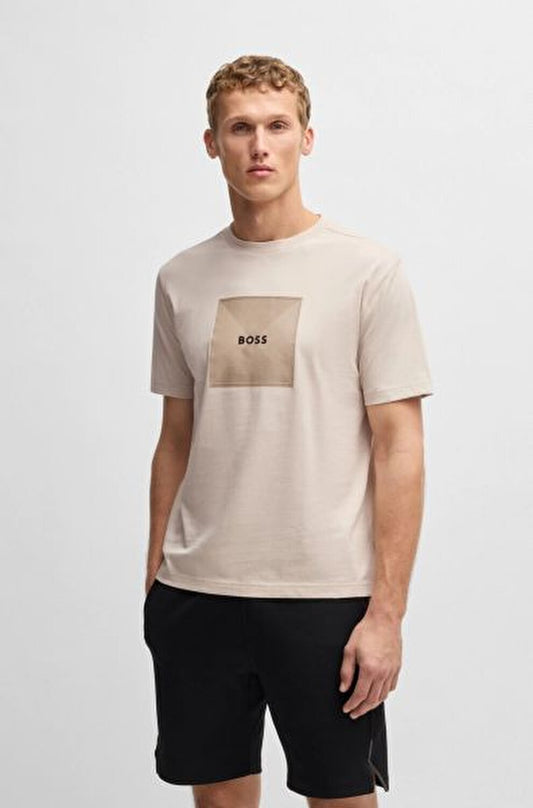 BOSS T-SHIRT WITH RUBBER PRINT LOGO - SLIM FIT