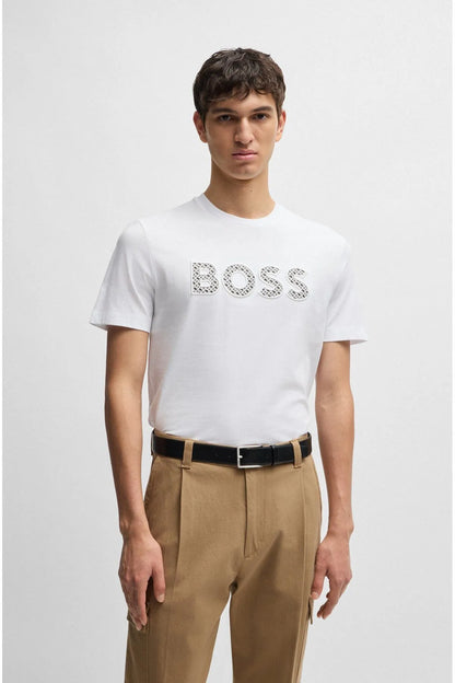 BOSS T-SHIRT WITH RUBBER PRINT LOGO - SLIM FIT