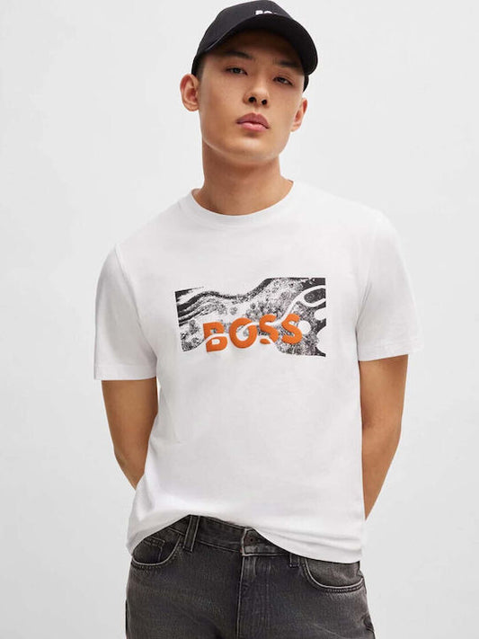 BOSS T-SHIRT WITH RUBBER PRINT LOGO - SLIM FIT