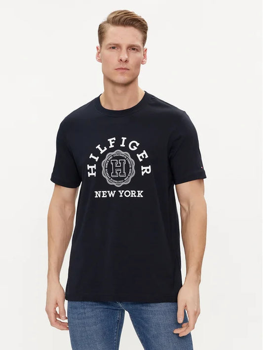 TOMMY HILFIGER T-Shirt mit Label-Print in marine