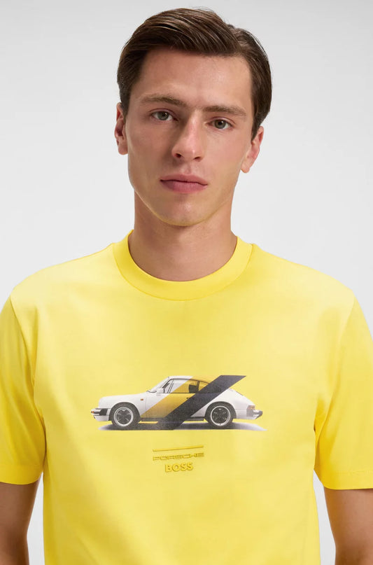 PORSCHE X BOSS MERCERIZED-COTTON T-SHIRT WITH COLLABORATIVE BRANDING