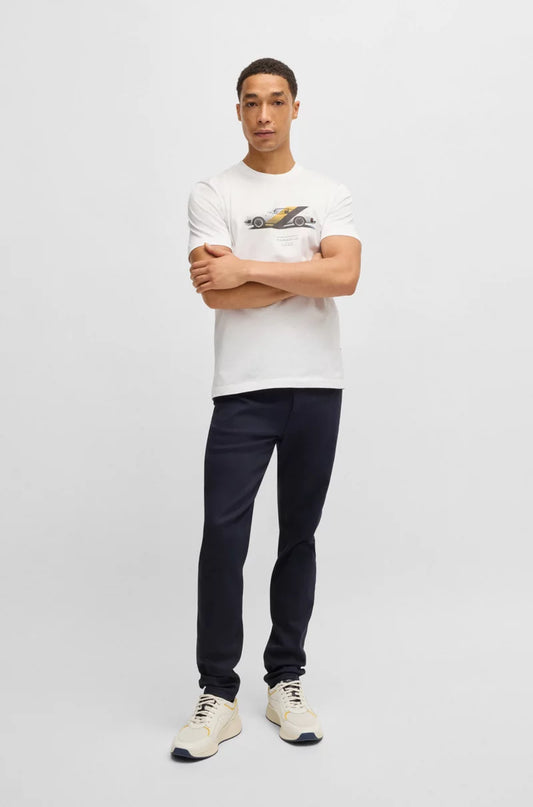 PORSCHE X BOSS MERCERIZED-COTTON T-SHIRT WITH COLLABORATIVE BRANDING