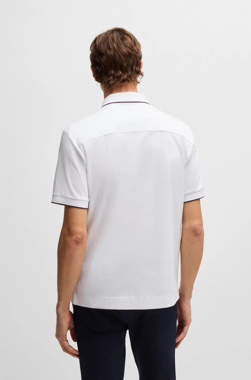 PORSCHE X BOSS MERCERIZED-COTTON POLO SHIRT WITH LOGO DETAIL - Slim Fit