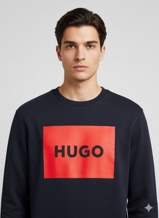 Hugo Red Line Sweater With Printed Logo